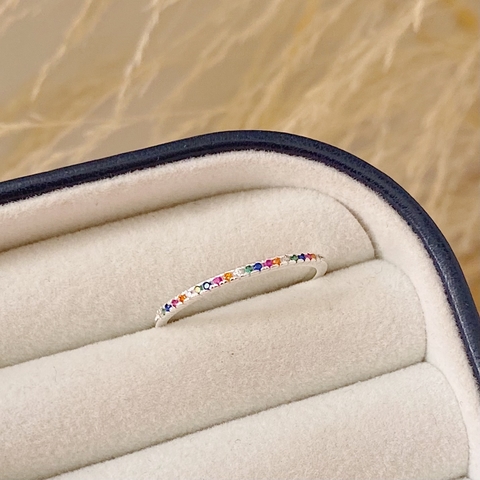 Anel Aparador Colorido Mod 3 Em Prata 925