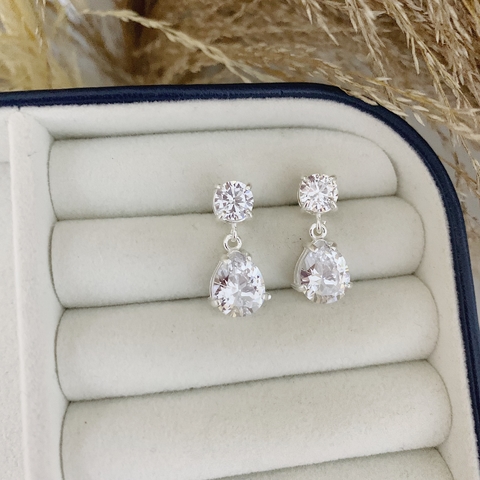 Brinco Duas Zircônias Gota Em Prata 925 - comprar online