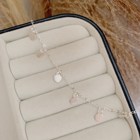 Tornozeleira Coração Copas Em Prata 925