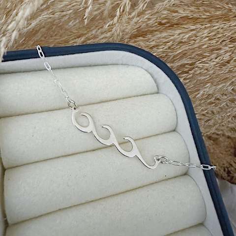 Tornozeleira 3 Ondas Elos Ovais em Prata 925