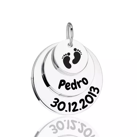 Pingente Três Medalhas Pézinho Personalizado Sob Encomenda (Prazo de fabricação em média 20 dias úteis) Em Prata 925