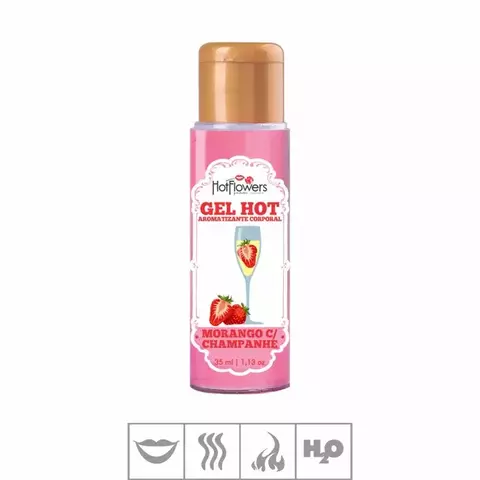 GEL COMESTÍVEL AROMATIZANTE MORANGO C/CHAMPAGNE HOT 35ML HOT FLOWERS