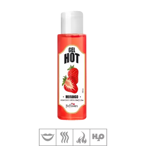 GEL COMESTÍVEL AROMATIZANTE MORANGO HOT 35ML HOT FLOWERS