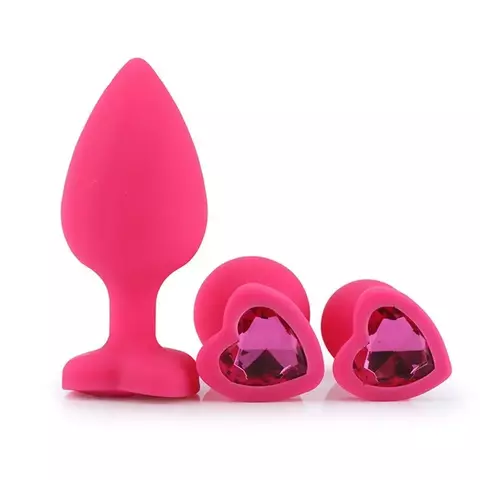 PLUG ANAL AVELUDADO PINK CORAÇÃO COM PEDRA GENERAL IMPORT