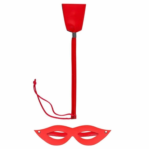 KIT TIAZINHA MÁSCARA E CHIBATA VERMELHO BRASIL FETICHE