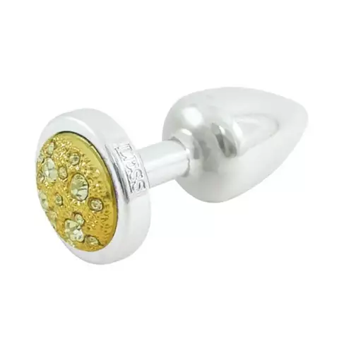 PLUG LESS PEQUENO CROMADO PEDRA DOURADO CRAVEJADA HARD