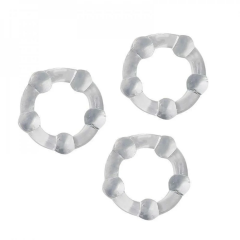 KIT ANÉIS PENIANOS SILICONE TRANSPARENTE COM 3 UNIDADES