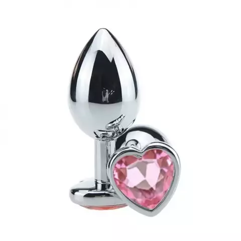PLUG ANAL CORAÇÃO COM PEDRA ROSA EM ALUMÍNIO PEQUENO GENERAL IMPORT