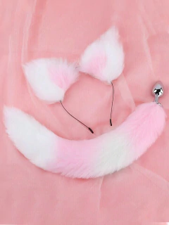 Kit Plug P Rabo de Raposa com Tiara de Orelhinhas - comprar online