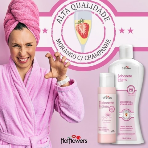 Sabonete Íntimo Morango c/ Champagne Hot Flowers 130ml