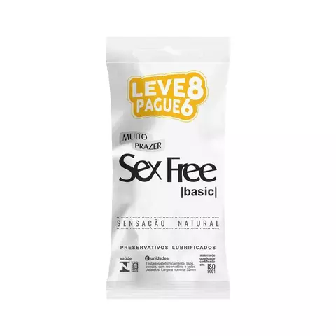 Preservativos Sex Free Basic Lubrificado 8 Unidades