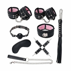 Black Pink Kit Sado em Couro com Pelúcia 8 Peças