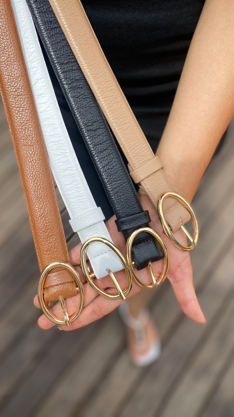 Cinto feminino Camélia em 100% couro