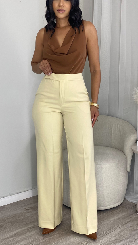 CALÇA VALENTINA RETA BEGE PALHA - comprar online