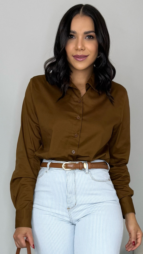 CAMISA FEMININA DALILA MARROM - comprar online