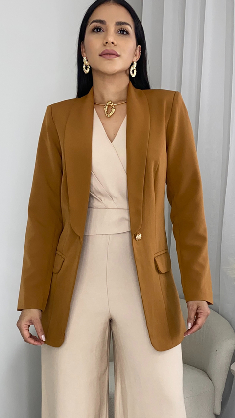 BLAZER ALFAIATARIA FEMININO PENÉLOPE CARAMELO - comprar online