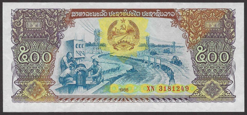 Laos, 500 Kip - 1988