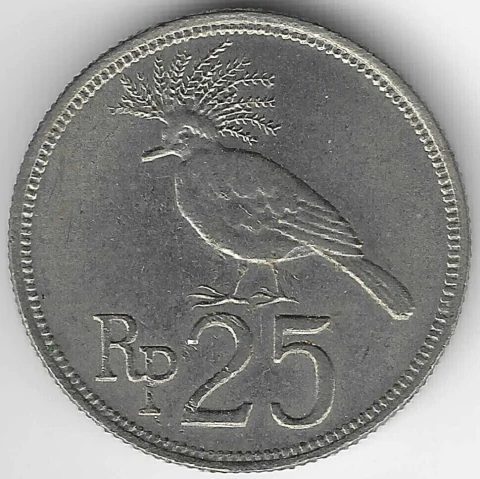 Indonésia, 25 Rupiah (Goura victoria) - 1971 - comprar online