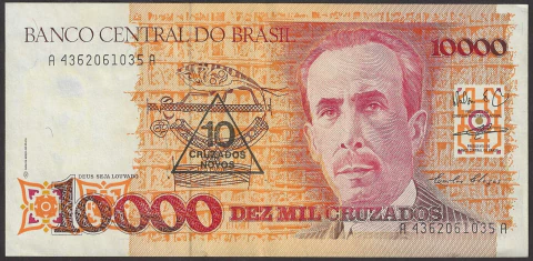 [C203] Brasil, 10 Cruzados Novos (Overprint 10.000 Cruzados - Carlos Chagas) - AA4362 - comprar online