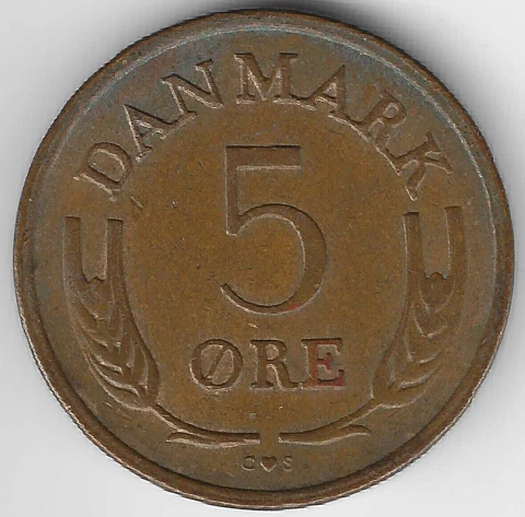 Dinamarca, 5 Øre (Frederik IX) - 1970