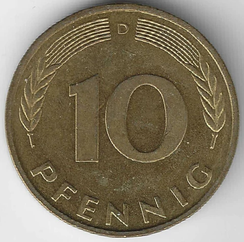 Alemanha, 10 Pfennig - 1990D - comprar online