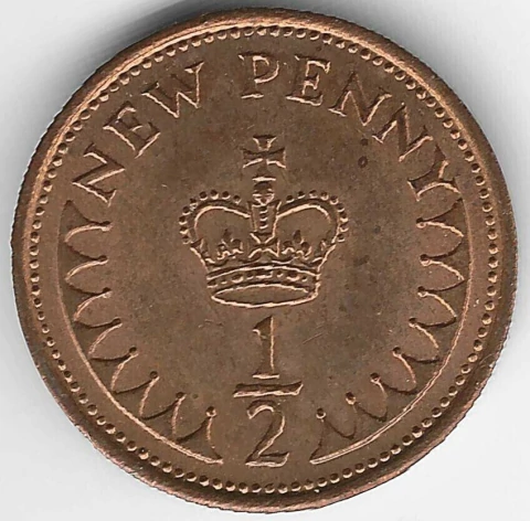 Reino Unido, 1/2 New Penny (Elizabeth II) - 1974 - comprar online