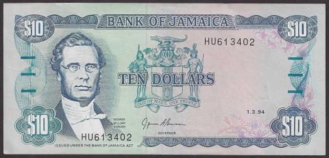 Jamaica, 10 Dólares (George W. Gordon) - 1994