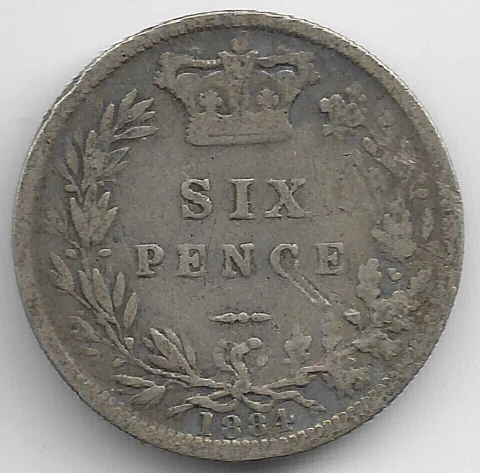 Reino Unido, 6 Pence (Victoria) - 1884