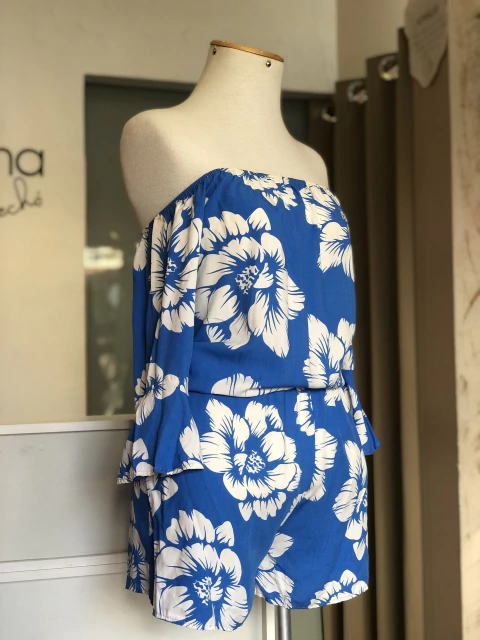 **NOVO** Macaquinho ombro a ombro azul floral - comprar online