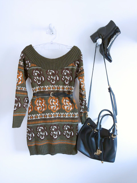 **NOVO** Vestido em tricot verde musgo - TUART