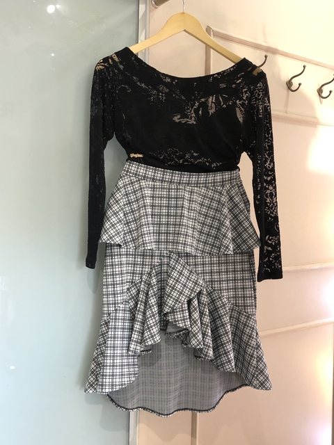 Saia mullet babados riscas - comprar online