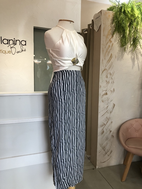 Saia midi listras verdes