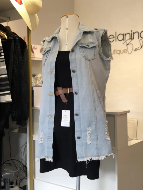 Max colete jeans lavagem clara - comprar online