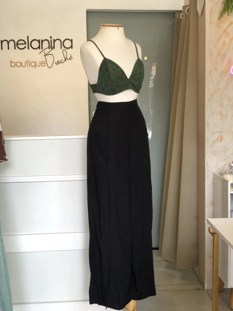 Calça pantalona preta dupla fenda - comprar online