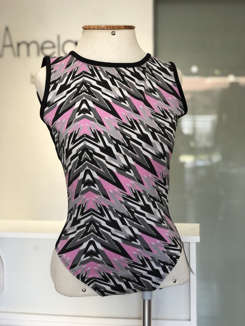 Body maiô estampa rosa e cinza