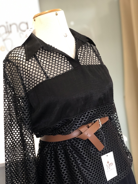 Blusa preta telada - CLÁUDIA RABELO - comprar online