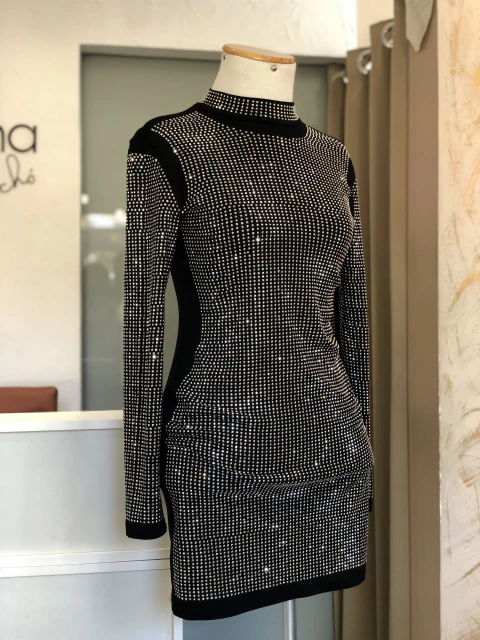 Vestido preto "SAMARA" com cintilância