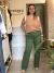 Calça reta verde folha cós invisível - Bludenim