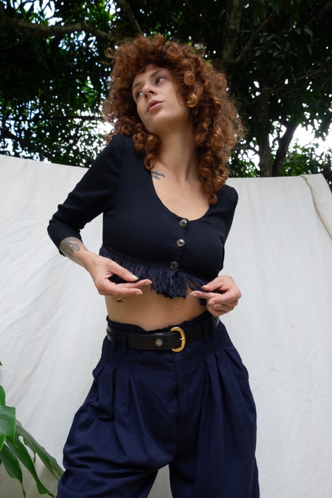 Cropped vintage com franjas