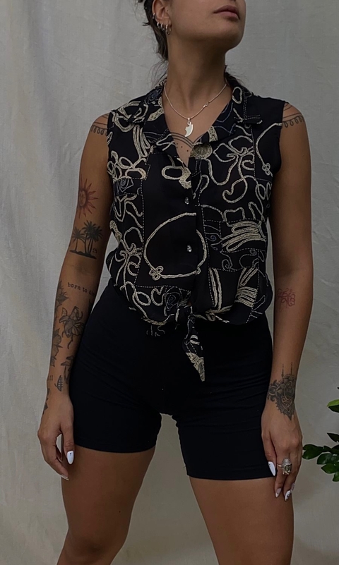 blusa amarração black vintage