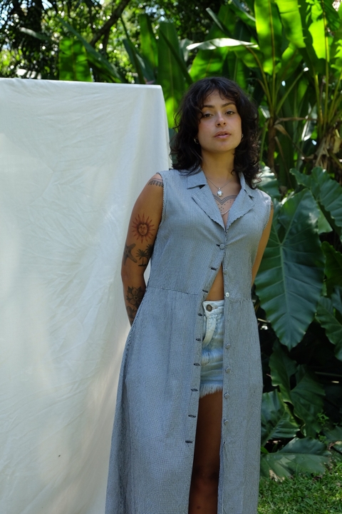 vestido chemisier xadrez