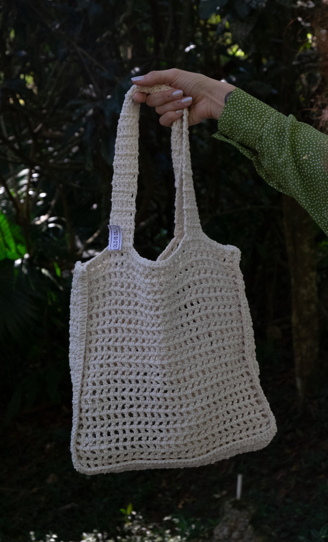 bolsa de crochê cru mo