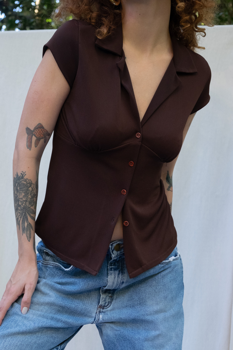 blusa social chocolate