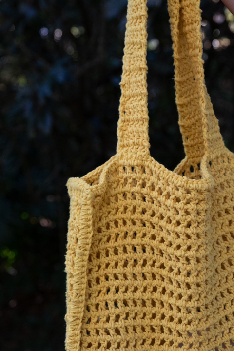 bolsa crochê amarela