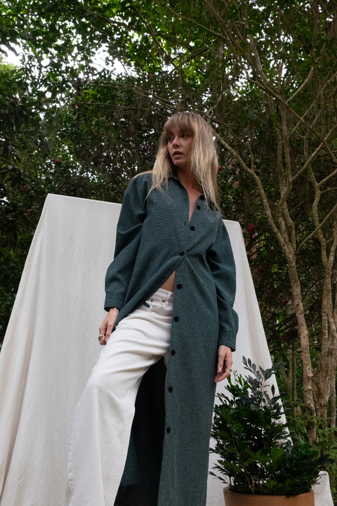 vestido chemise verde