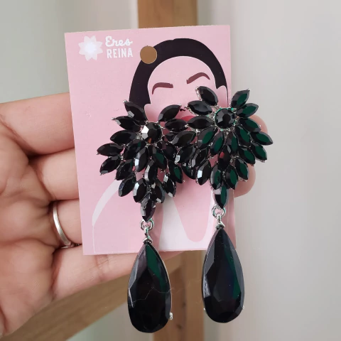 Aros Piedras - Negro (ER3741)