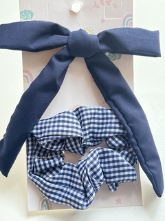 Scrunchie con moño - Azul (ER9669) - comprar online