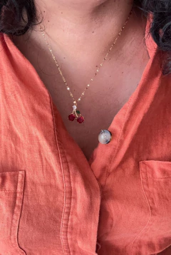 Collar acero - Cerezas (ER2596)