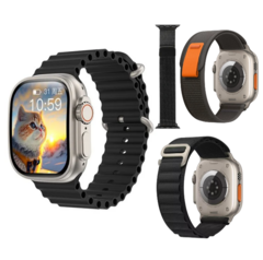 Imagem do JC02 PRO ULTRA 2 49mm 4G CHIP WIFI Tela CURVA Amoled HD Android Play Store Câmera Giratória 180° 16/32/64Gb Memória GPS Integrado + 04 BRINDES