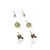 Trio de Brincos Folheado a Ouro - Strass + Strass com borda + Crucifixo Rubi na internet